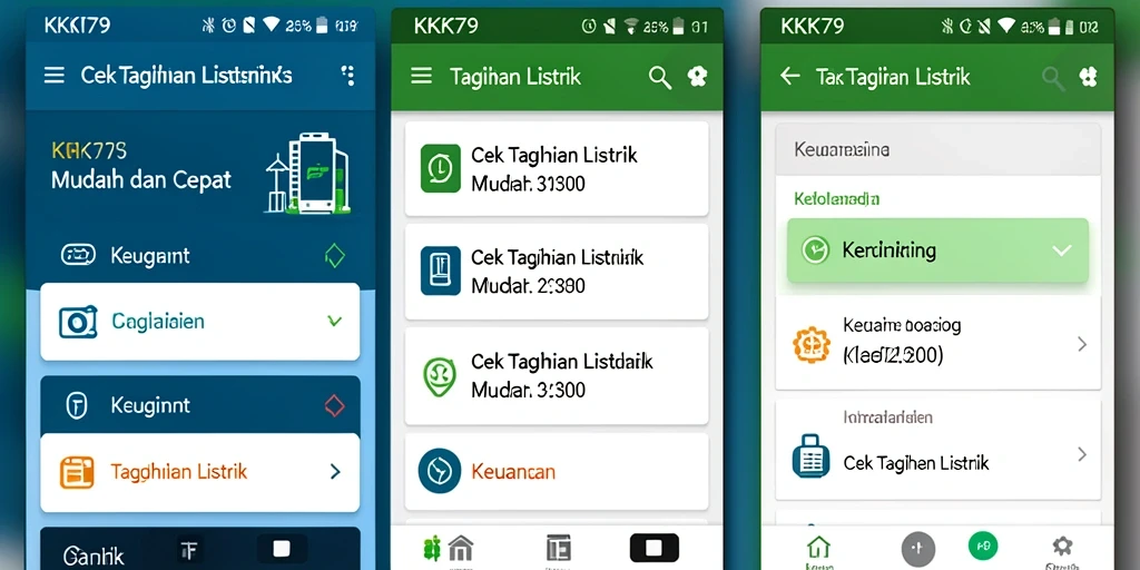 Antarmuka aplikasi KPK79 untuk Cek Tagihan Listrik yang sederhana dan informatif.