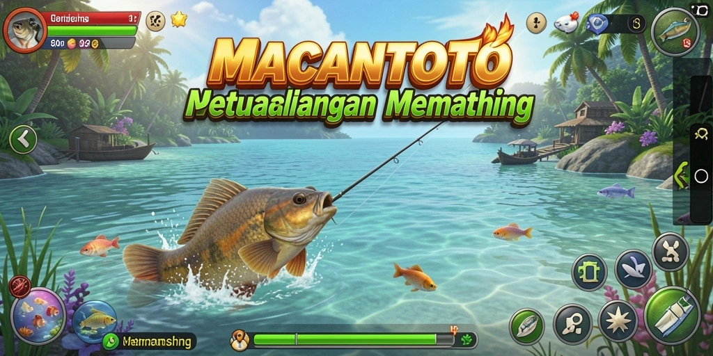 Tampilan antarmuka game Memancing yang menarik dan interaktif.
