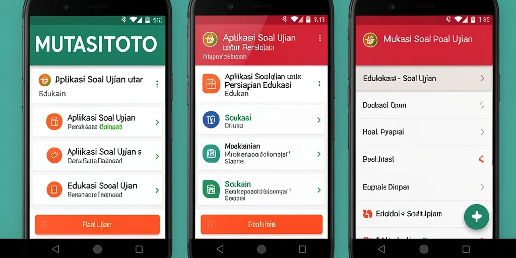Tampilan antarmuka aplikasi Soal Ujian MUTASITOTO yang menarik.