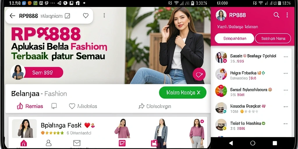 Tampilan antarmuka pengguna aplikasi RP888 yang modern dan menarik.