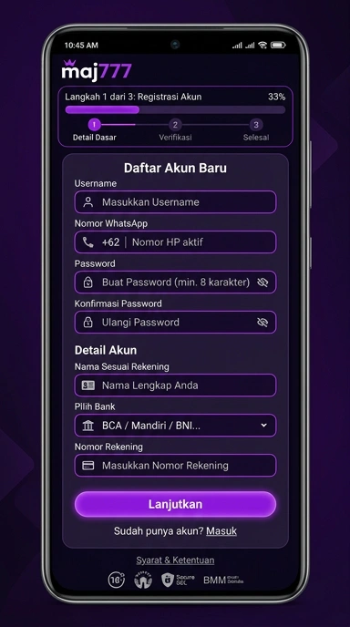 Panduan Daftar Akun Baru maj777 untuk Android
